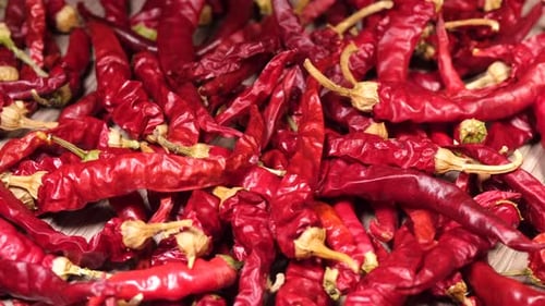 Dried Red Chili Peppers Close Up