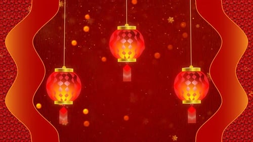 Animated Chinese New Year Celebration with Hanging Lanterns Background