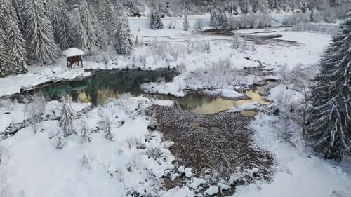 Winter Wonderland: Aerial View of Snowy Landscape