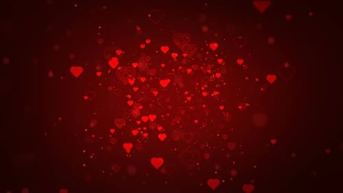 Red Hearts and Particles Floating Love Background Animation