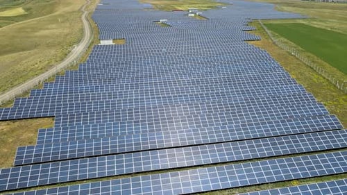 Expansive Solar Panel Farm Generating Clean Energy