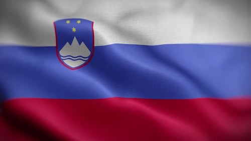 Slovenian Flag Waving Realistic Fabric Background
