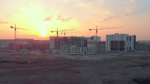 Apartment Buildings Construction at Sunrise