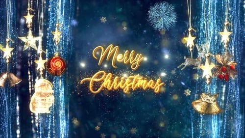 Elegant Merry Christmas Title with Sparkling Holiday Decorations