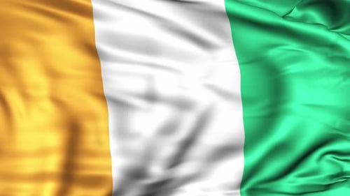 Ivory Coast Flag Waving Realistic Animation