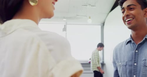 Business executives shaking hand in office 4k