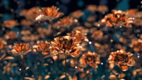 Abstract background of golden flowers