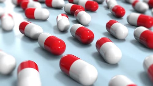 Animated Red and White Pills for Medical and Healthcare Content