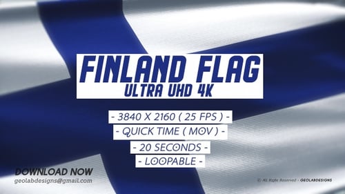 Realistic Waving Finland National Flag Animation