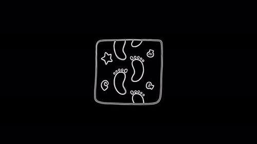 Hand Drawn Baby Footprints and Sea Elements Reveal Animation
