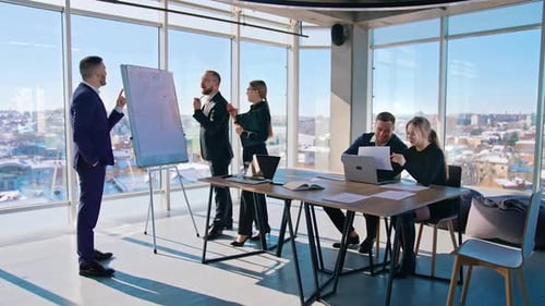 Business Presentation in Bright Modern Office