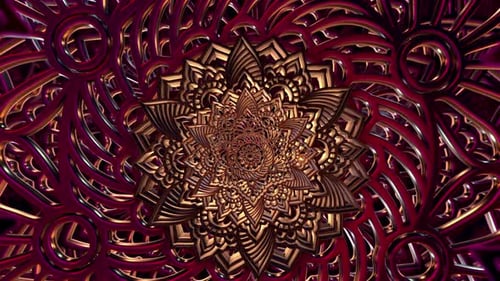 Ornate Golden Mandala Pattern Seamless Loop