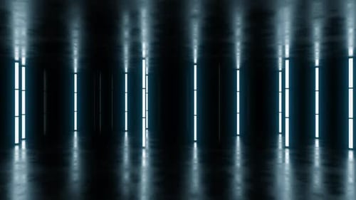 Futuristic Blue Neon Lights Tunnel Loop