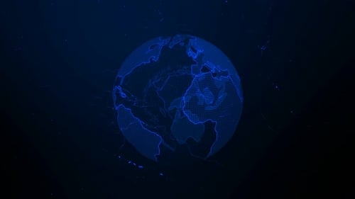 Futuristic Blue Digital Earth Globe Global Network Connection Animation