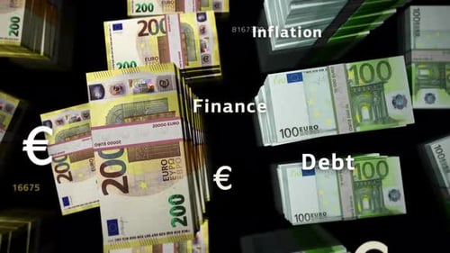 Crisis, recession and inflation Europe with Euro money loop