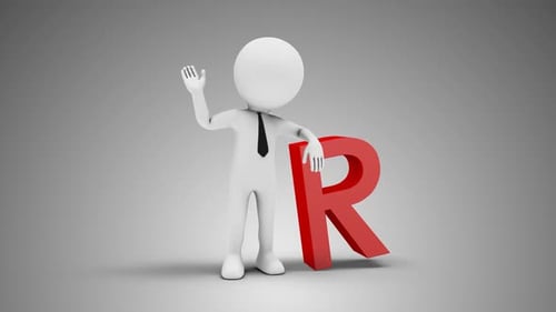 3D Man Waving Hand Leaned To South African Rand Sign 01 Loop with Alpha