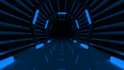 Tunnel en boucle avec lumières bleues