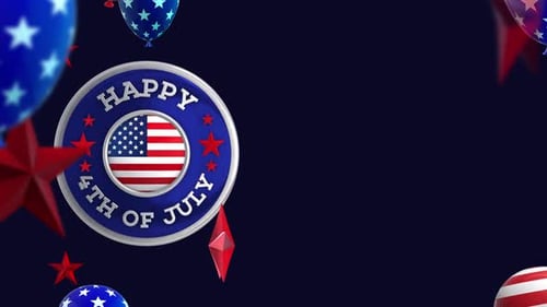Happy Fourth of July Badge and Festive American Elements