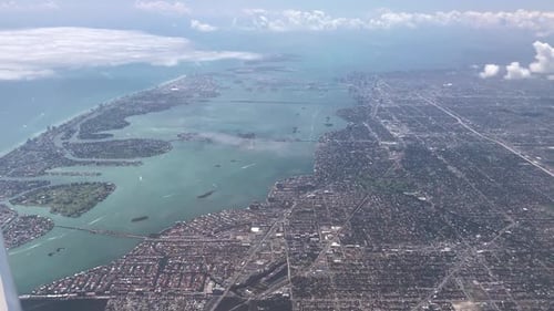 aerial view over miami beach