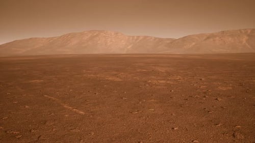 Fantastic Martian Landscape in Rusty Orange Shades