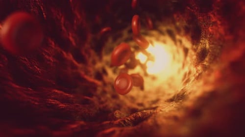 3D Animation of Red Blood Cells Flowing in a Blood Vessel