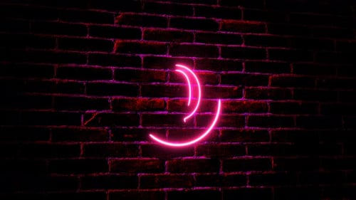 Pink Neon Letter Q Reveal on Dark Brick Wall