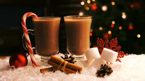 Festive Hot Chocolate with Christmas Decorations