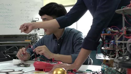 Man working with electronic