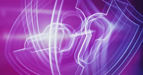 Cyber security and digital network protection symbol rotating loop concept