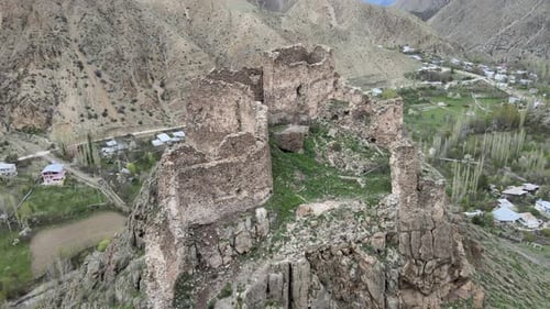 aerial old castle ruins