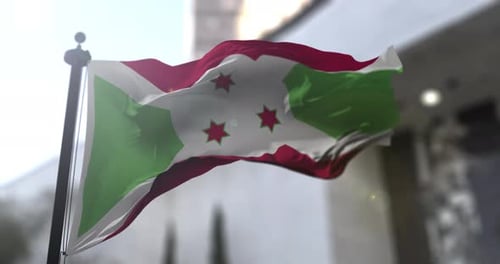 Realistic Burundi National Flag Waving in Wind