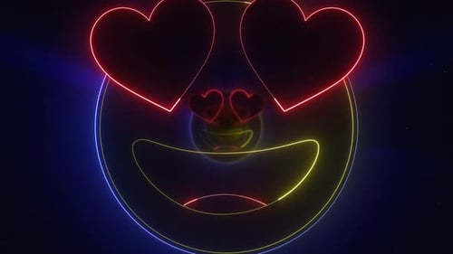 Neon Heart Eyes Emoji Loopable Animation