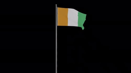 Ivory Coast Flag Waving on a Pole Loop