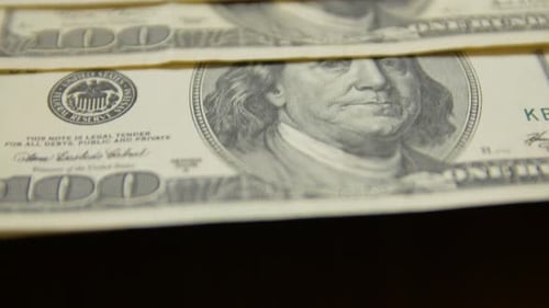 Close Up Panning View of United States Currency