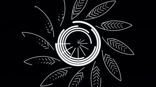 Abstract white lines rotate in a flower shape