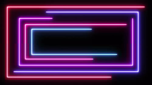 Animated Neon Glowing Rectangles Loop Background