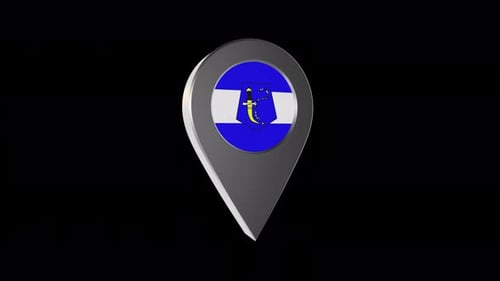 3d Animation Map Navigation Pointer With Flag Of Marrakesh (Morocco) With Alpha Channel - 4K