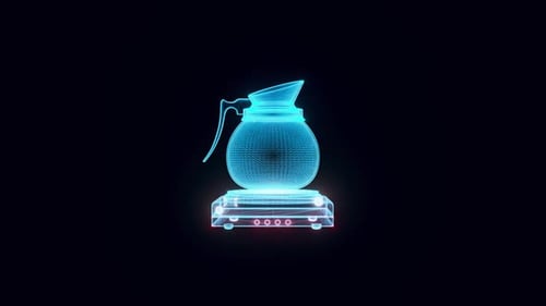 Holographic Coffee Pot 3D Wireframe Rotation