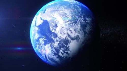 Dynamic Earth Zoom Through Clouds Transition