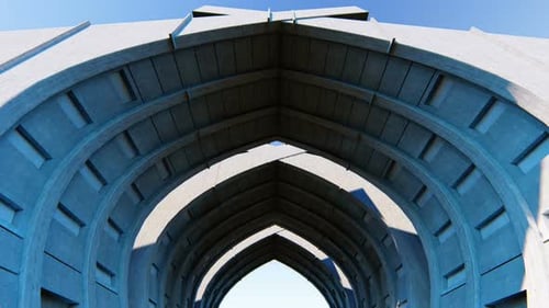 Modern Geometric Concrete Arch Tunnel Walkthrough