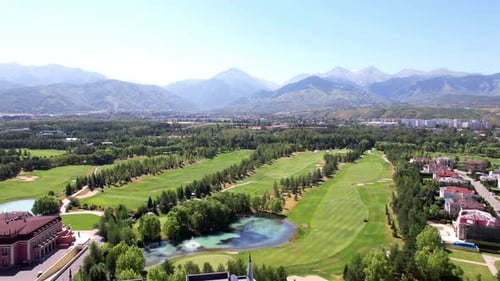 Golf Course with a View of the High Mountains
