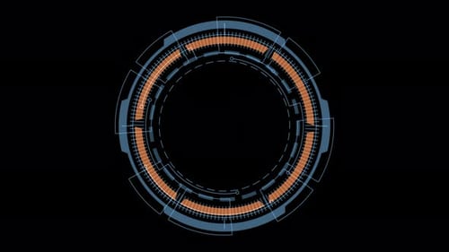 Blue circle rotation with head up display echnology interface and futuristic elements background