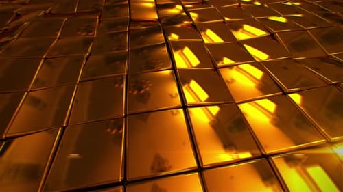 Golden Geometric Tiles Undulating Loop Background