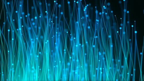 Glowing Blue Abstract Lines and Particles Technology Background