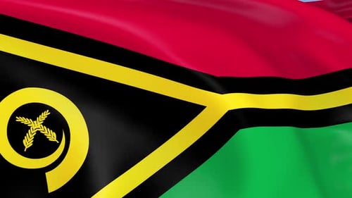 Vanuatu Flag Waving Seamlessly with Realistic Fabric Motion