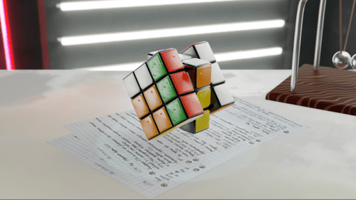Solving Rubik's Cube Animation on a Science Desk