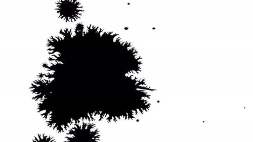 Abstract Black Ink Splatter on White Background