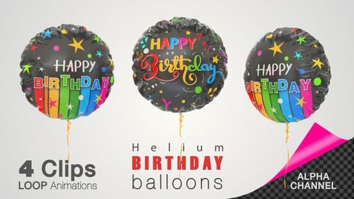 Animated Happy Birthday Helium Balloons Pack