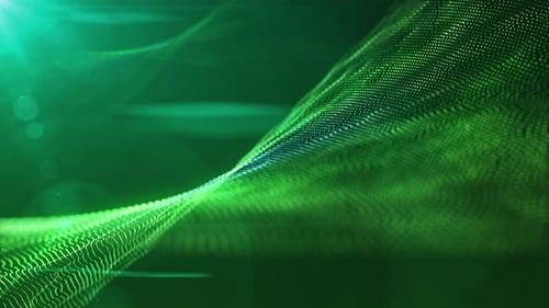 Green Abstract Digital Wave Particle Motion Background