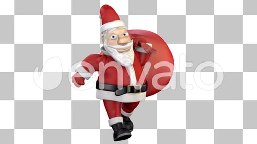Animated 3D Santa Claus Walking with Gift Sack